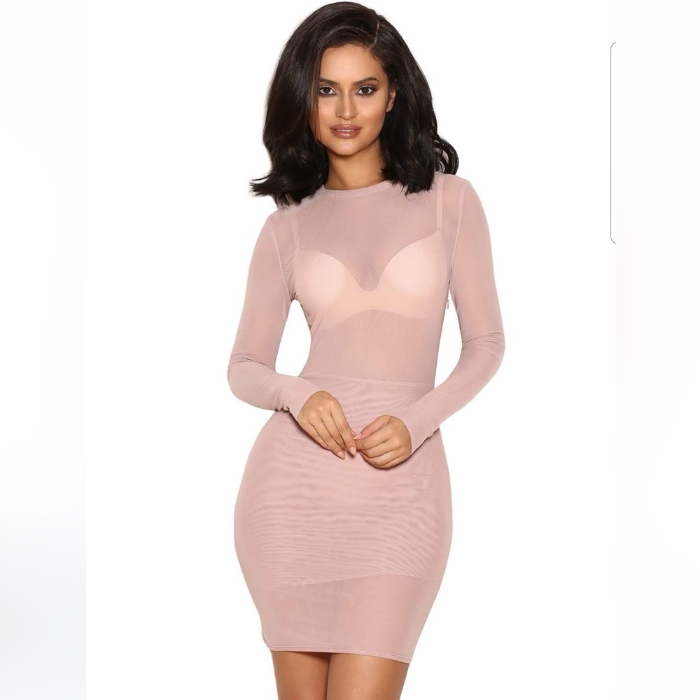 Sheer nude mini dress